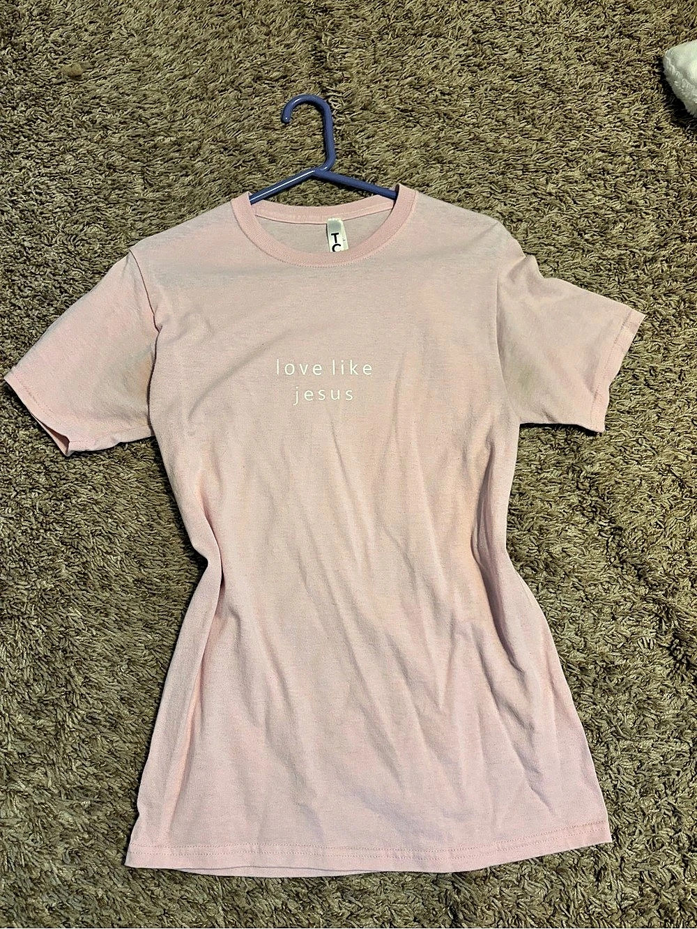 Pink Short Sleeve Love Like Jesus Christian Graphic Tee